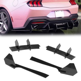Rear Bumper Lip Diffuser Compatible with 2015 2016 2017 2018 2019 2020 2021 2022 2023 Ford Mustang Rear Bumper Spoiler Diffuser Splitter Diffuser Lip(Glossy Black)