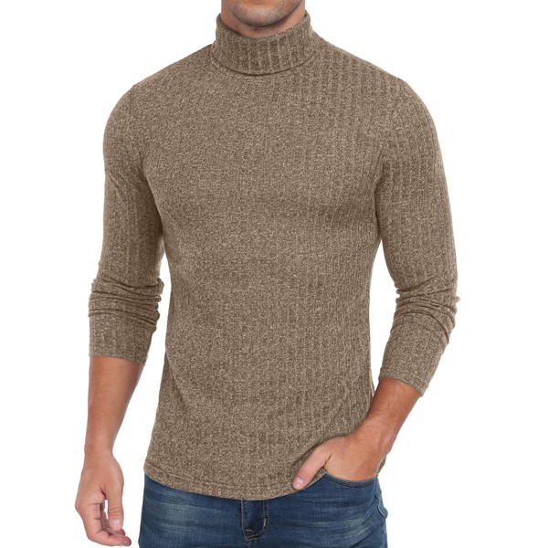 HiMONE Men Turtleneck Shirts Lightweight Long Sleeve Turtle Necks Ribbed