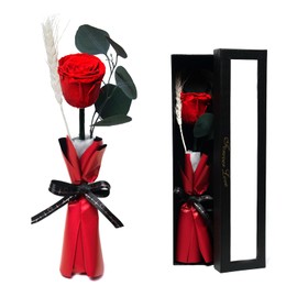 Forever Flower, Preserved Rose Birthday Gifts for Women, Her, Wife, Mom, Prime Eternal Roses Gifts for Mothers Day, Valentines Day, Anniversary, Graduation, Wedding, Single Rose Real Rose (Red)