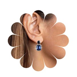 Inilbran Boho Sapphire Crystal Earrings Blue Sapphire Drop Earrings Vintage Crystal Gemstone Dangle Earrings Blue Created Gem Earrings Jewelry for Women and Girls(Blue)