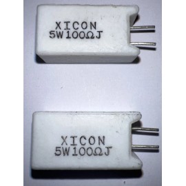 Xicon 100 Ohm 5 Watt Radial Ceramic Cement Power Resistor  XICON Pack Of (2) 5W 100J