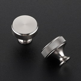 JOY DECOR 30 Pack Stainless Steel Kitchen Cabinet Hardware Knobs Round Solid Knurled Handles Single Hole Drawer Knobs for Cabinet Furniture Brushed Nickel Dresser Pulls
