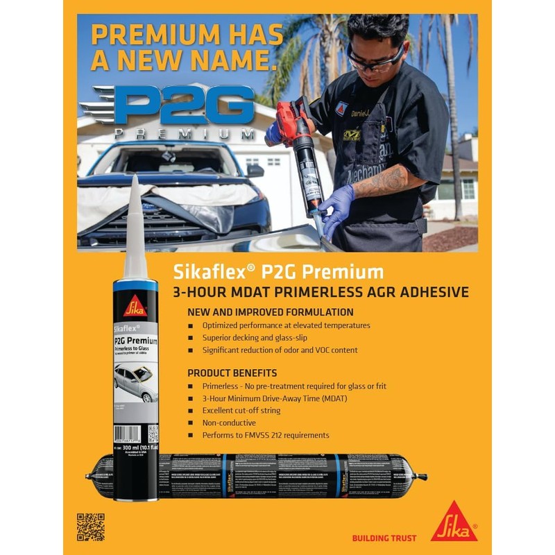 Sika Sikaflex P2G Premium Primerless Automotive Windshield/Auto Glass Urethane Adhesive
