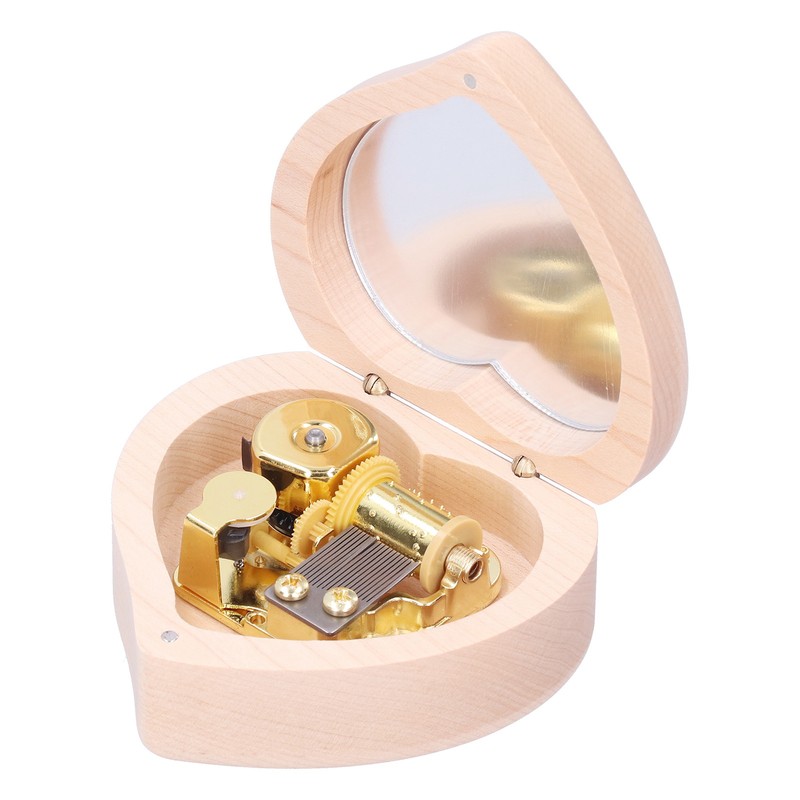 Wood Heart Shape Music Box Musical Box for Birthday Christmas
