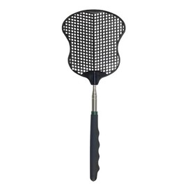 MYSTICHOME Fly Swatter 1 Pack, Durable Heavy Duty Plastic Fly Swatters, Stainless Steel Telescopic FlySwatter for Indoors/Outdoor/Kitchen/Garden,Black