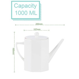 HomeVss, Bone China Cone Shape, Elegance White Coffee Pot 26oz