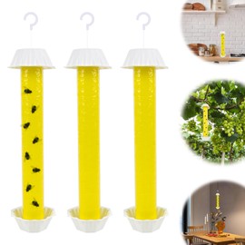 3 Pcs Fruchtfliegenfalle Klebefalle Insektenfalle, Mückenfalle mit Klebestreifen, Fliegenfänger Mückenfalle, Gelb Fruchtfliegenfalle, Ungiftige Fliegenfalle, für Fliegenfalle Innenbereich Außenbereich