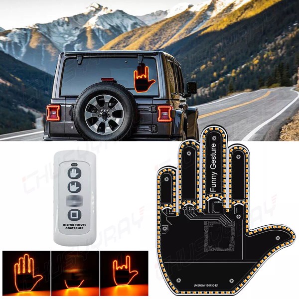 CHUSYYRAY Finger Gesture Light with Remote LED Car Back Window