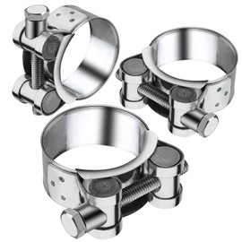 Joint Bolt Clamp Stainless Steel 48-51 mm Clamping Jaw Clamps Pack of 3 Exhaust Pipe Clamp Band Width 22 mm Exhaust Pipe Motorcycle Exhaust Clamps for Use on Exhaust Hose Water Pipe Attachment