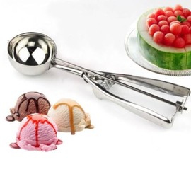 Tyenaza Cuchara para Helado, 5CM Cucharas para Excavar Fruta con Gatillo, Cuchara para Galletas de Acero Inoxidable, Cuchara para Melón, para Restaurante, Cocina Helado Frutas Galletas de Mash