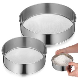 2Pcs Stainless Steel Round Flour Sieve 40 60 40 60 Mesh