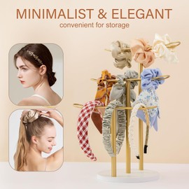 MoyRetty - Organizador de 3 niveles para la diadema, organizador de joyas de metal para el pelo, cuerdas para el cabello, accesorios, pulseras, brazaletes, recámara, universidad, decoración de