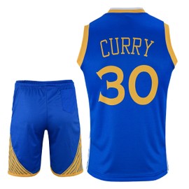 Basketball Jersey for Boys/Men 2 Piece Basketball Uniform Adult Sleeveless Kit Lightweight Set (Small, Blue)