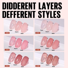 TOMICCA UV Nail Varnish Pink Nude, 6 Colours, 8 ml, Natural Gel Nail Varnish, Transparent Nude Colours, Shellac Nail Varnish, for Valentine's Day, Nail Studio Design and DIY at Home