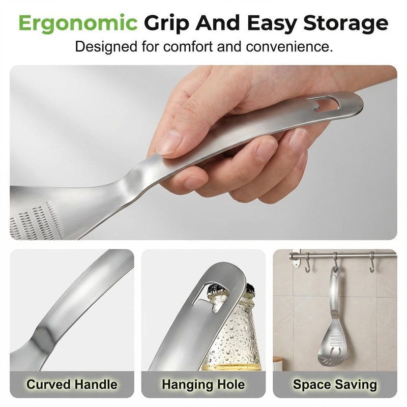 YERFFZE 5-in-1 Stainless Steel Kitchen Cooking Spoon – Multifunctional Tool