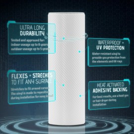 Premium Top Grade Real Sheet Overlay 36" x 60" In Vinyl Wrap Bubble Free Air Release - 3D White Carbon Fiber Matte