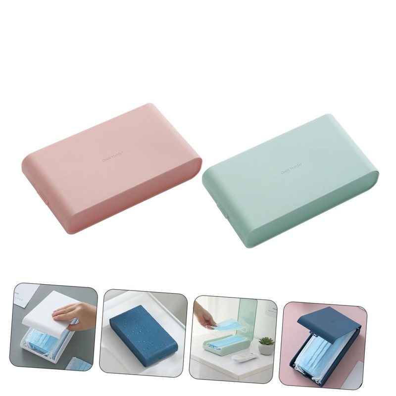 Mobestech 2pcs Facial Mask Storage Box Dust Mask Container Desk