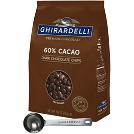 Ghirardelli 60% Cacao Chocolate Chip, 5lb Bag with Ghirardelli Stamped Barista Spoon