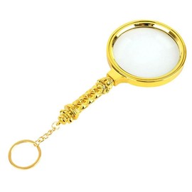 Pokinge 1Pcs Handheld 10X Gold Magnifier Portable Optical Glass Magnifier Keychain Removable Seniors Reading Magnifying Glass for Map,Science Class