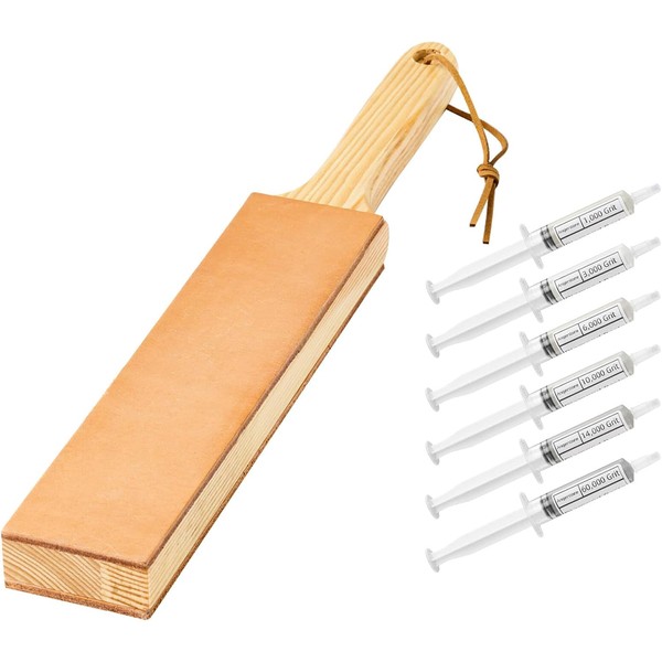 Double Sided Diamond Leather Strop for Knife Sharpening with 6
