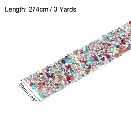 MECCANIXITY 1 Pcs Resin Rhinestones Trim 3 Yards x 0.8 Inch Self Adhesive Multi Color Diamond Ribbons Rhinestone for Clothing DIY Crafts