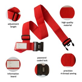 4 Pack Adjustable Luggage Straps,Heavy Duty Luggage Straps for Suitcases with Password Lock/Name Tag Slot+ 2 Storage Bag for Identifying and Saving Luggage, 2 Color