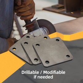 INMOZATA 8PCS 4'' x 4'' A36 Steel Plates, 1/4'' Thick Hot Rolled Steel Sheets with 4 Holes, Weldable Square Metal Plate for Welding, Structural Support, Industrial Use