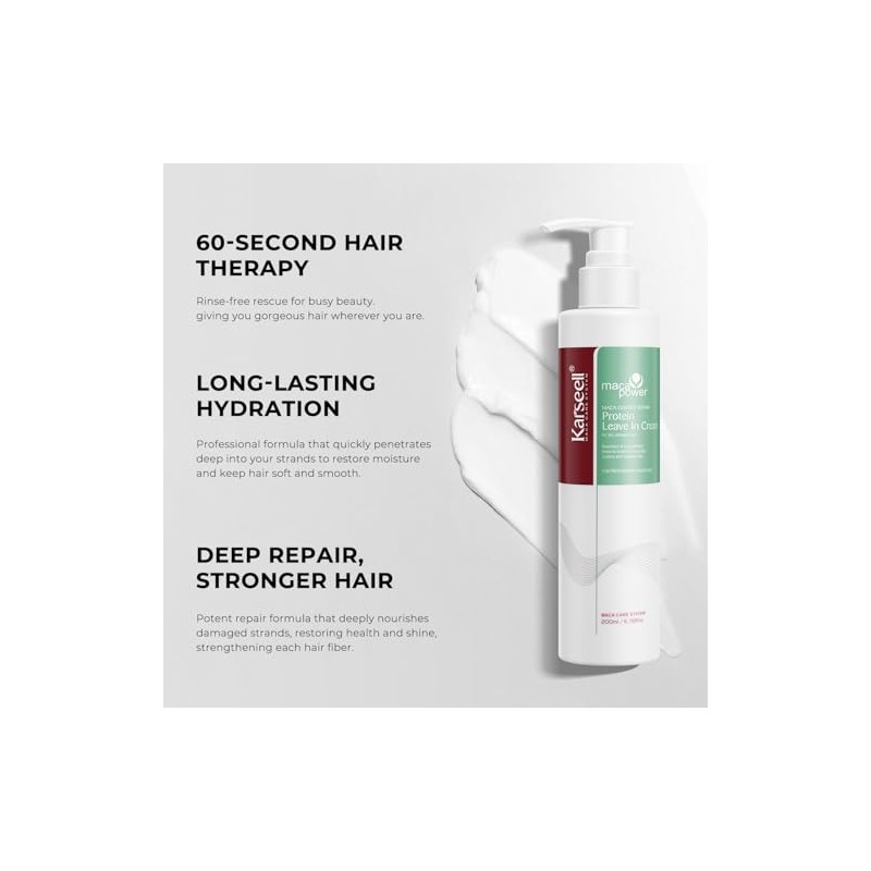 Karseell Kit Capilar con Crema sin Enjuague 200 ml, Mascarilla