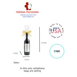 Cello Bags Cellophane Bags Giftwrap Bags Gift wrap Basket Bags 2 Pack (4 x 4 x 17 Gusset)