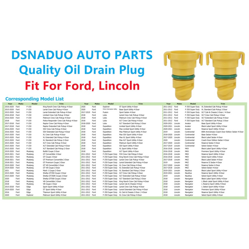 4PCS Oil Drain Plug Compatible with Ford F-150 F150 Mustang