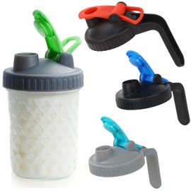 4 Pack 4 Colors Wide Mouth Flip Cap Mason Jar Lids for Ball Mason Jars, Pour Spout Lids with Handle Reusable Wide Mouth Mason Jar Lids, Has sealing and Leak Proof Functions (Jars not Included)