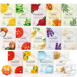 14 Pack Sheet Face Masks Skincare for All Skin Types Hydrating Face Masks Suitable for Sensitive Skin Bulk Facial Mask Set for Women Skin Care Face Mask Gifts Set for Face Spa - Pattern Name: A-14 Pack Facial Masks