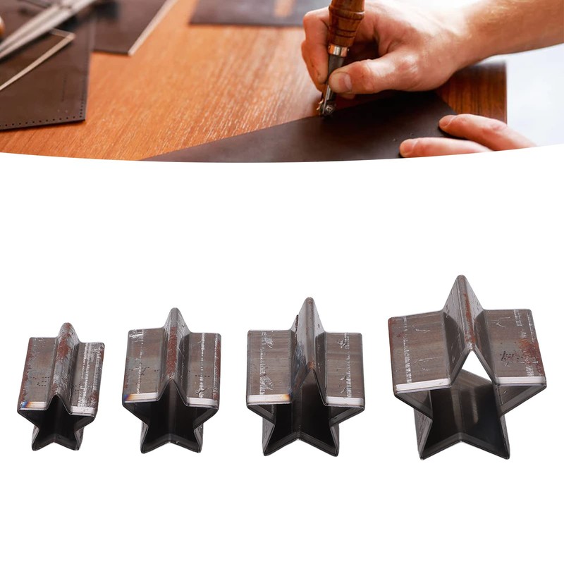 4 Pcs Leather Cutting Dies, Star Shape Alloy Steel Hollow