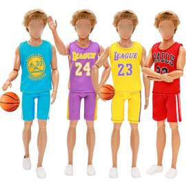 Miunana Boy Doll Clothes 3 Sets Fashion Basketball Outfit Sports Suits Casual Wear Top and Pants for 12 Inch Male Dolls (Basketball NOT Include)
