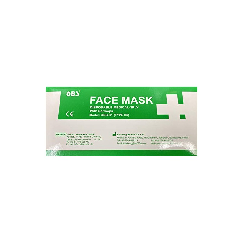 Disposable 3-ply (LEVEL 2) (Type IIR) Face Masks with Soft