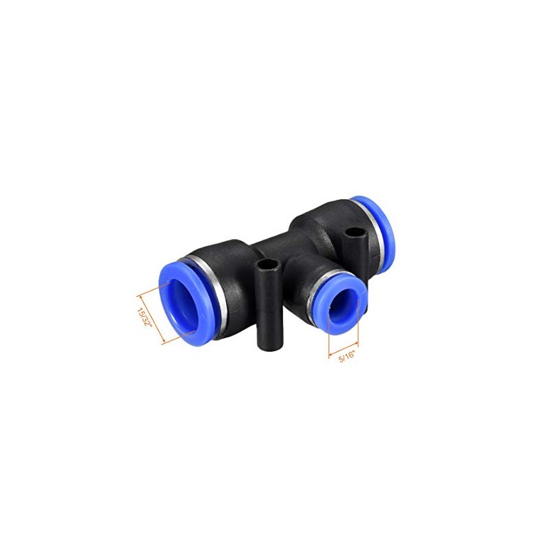 sourcing map Plastic Tee Push to Connect Tube Fittings 15/32"