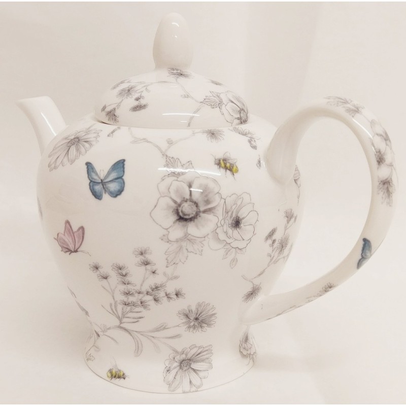 Fromeuropewithlove Secret Garden Teapot Fine Bone China 20oz Flowers Butterflies