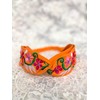 FANFAN Women's Mexican Headband with Flowers - Boho Sunset Orange