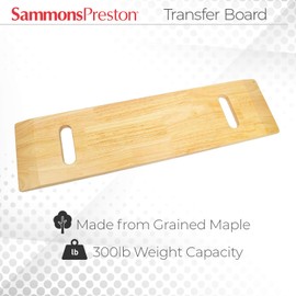 Sammons Preston Transfer Board with Slots, Geriatric Transfer Tool for Elderly, Handicapped, & Disabled Individuals, Wooden Transfer Aid with Handles for Caretaker Assistance, 30" Long