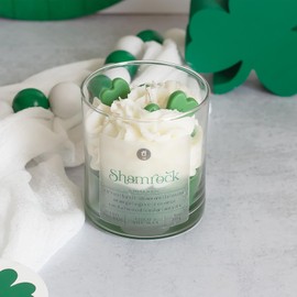 Jarful House Shamrock Dessert Candle | Green White St. Patricks Day Decor | St Patty Irish Clover Good Luck Gift