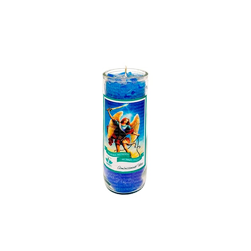 VELADORA ARCÁNGEL MIGUEL AZUL | PROTECCIÓN, JUSTICIA, FORTALEZA, SEGURIDAD, VELA
