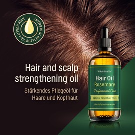 Rosemary Oil for Hair with Castor Oil, Biotin, Vitamin E & B7 - Scalp and Hair Strengthening Oil for Healthy Hair Growth