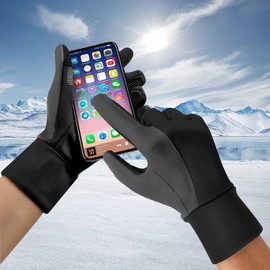 Gloves for Cold Weather Mens Womens: Touch Screen Fingers Winter Warm Thermal Driving Running Liners Ski Freezer Waterproof (Black-Gray,Large)