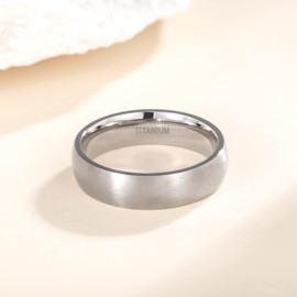TIGRADE 4mm 6mm 8mm Titanium Ring Brushed Dome Wedding Band Comfort Fit for Man Women, Silver 6MM, Size 6