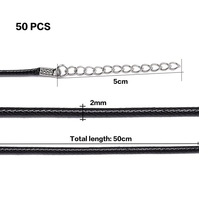 Pack of 50 Leather Cord Chain with Clasp, Waxed Necklace