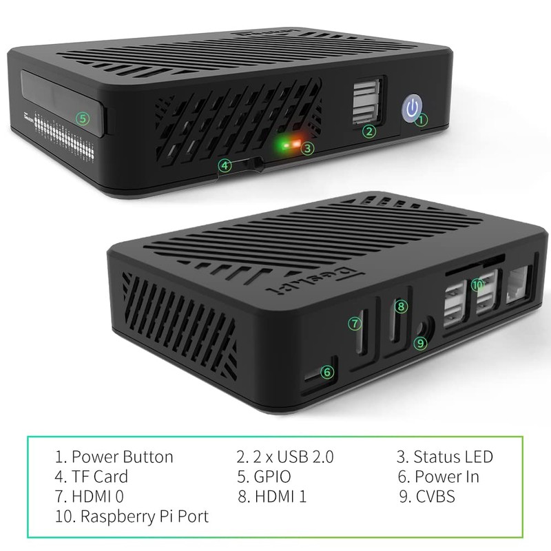 GeeekPi DeskPi Lite Pi 4 Funda con botón de encendido/disipador
