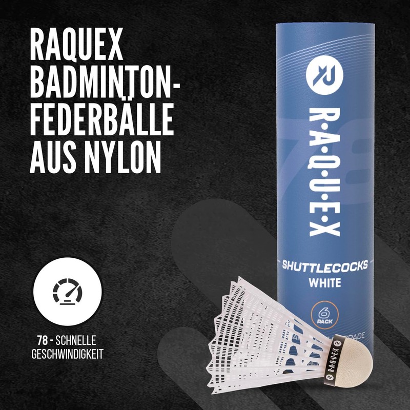 Raquex Nylon Badminton Shuttlecocks - Tube of 6 Shuttlecocks with
