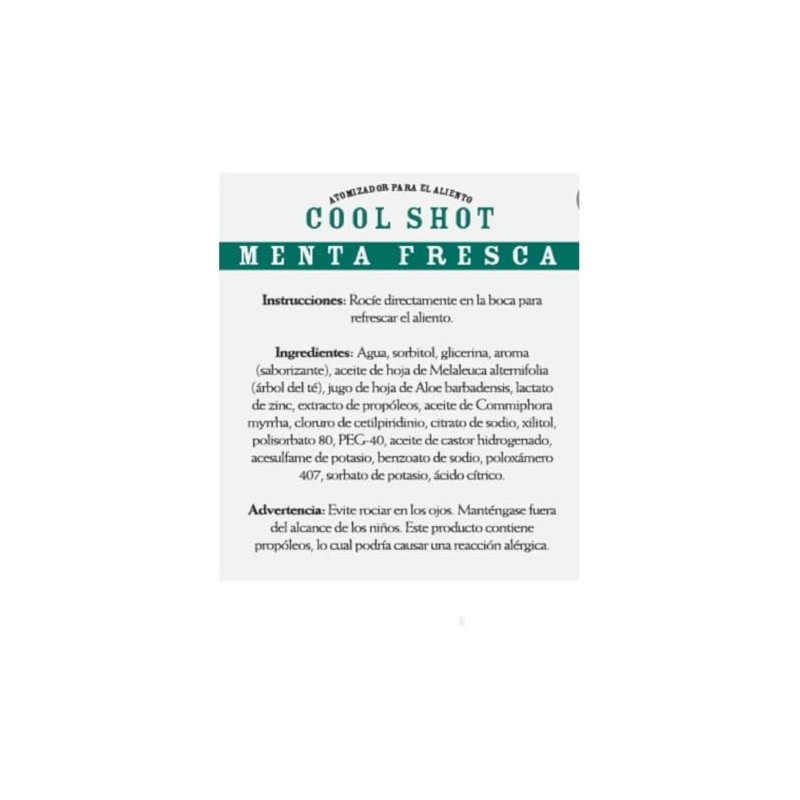 Refrescador del aliento Cool Shot: Menta