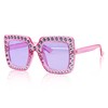 Lotsdonxia Rhinestone Square Sunglasses Large Frame Crystal Sunglasses Dazzling Costume Accessories for Parties, Festivals, and Glamorous Outfits (Purple)