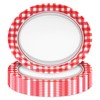 PhyLence 50 Pcs Red Gingham Oval Paper Plates – 9"